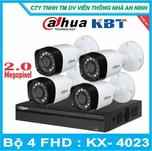 Lắp Đặt Trọn Gói 4 Camera 2MP Bộ KX-4023-IRN KB-VISION USA