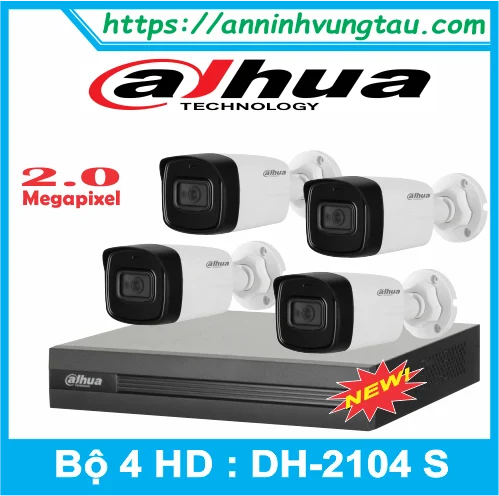 Trọn bộ 04 camera DAHUA  HAC-HFW1200TLP-S4 2.0MEGAPIXEL THIẾT KẾ MẪU MỚI (NEW)