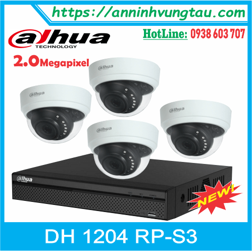 Trọn Bộ 04 Camera DAHUA Thiết Kế Sang Trọng 2.0 Megapixel HAC-1200RP-S3