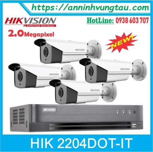 Trọn Bộ 04 Camera HIKVISION HD-TVI 2.0MP Hồng Ngoại 40 Mét
