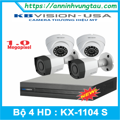 Trọn Bộ 04 Camera KB-VISION Thương Hiệu Mỹ (USA) KX-1003C4 HD-CVI 5IN1 Mới Nhất