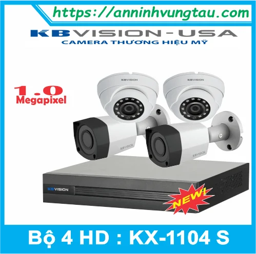 Trọn Bộ 04 Camera KB-VISION  Thương Hiệu Mỹ (USA) KX-1003C4 HD-CVI 5IN1 Mới Nhất
