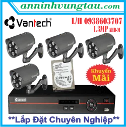 Trọn Bộ 04 Camera VANTECH AHD-M NEW 1.3 megapixel
